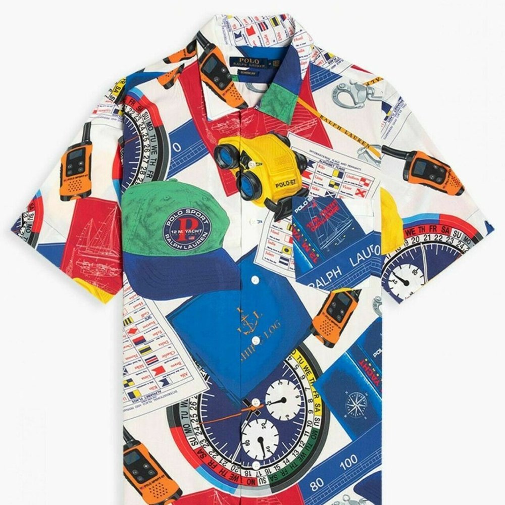 Polo Ralph Lauren Oceans Challenge Ships Log Yacht Club Slim Fit Shirt S, M